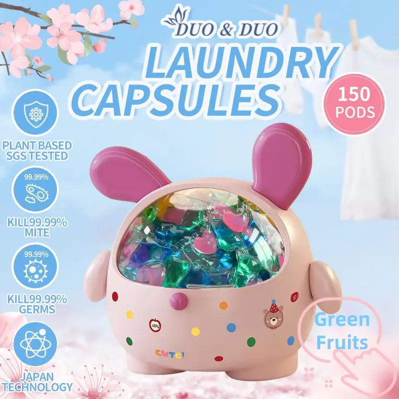 DuoDuo Plant Based Singapore SGS tested 3 in 1 Laundry Capsules Green Fruit Scent - 150 PODS (1 Box Yellow)