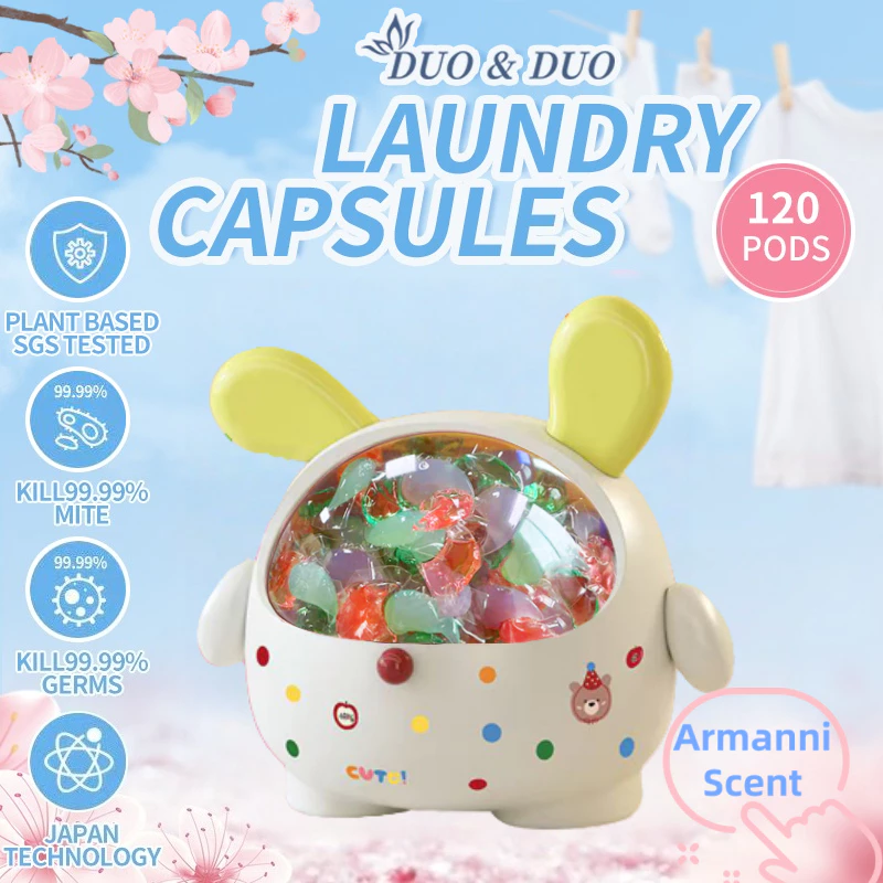 DuoDuo Plant Based Singapore SGS tested 4 in 1 Laundry Capsules Armanni - 120 PODS (Armanni 1 Box Yellow)