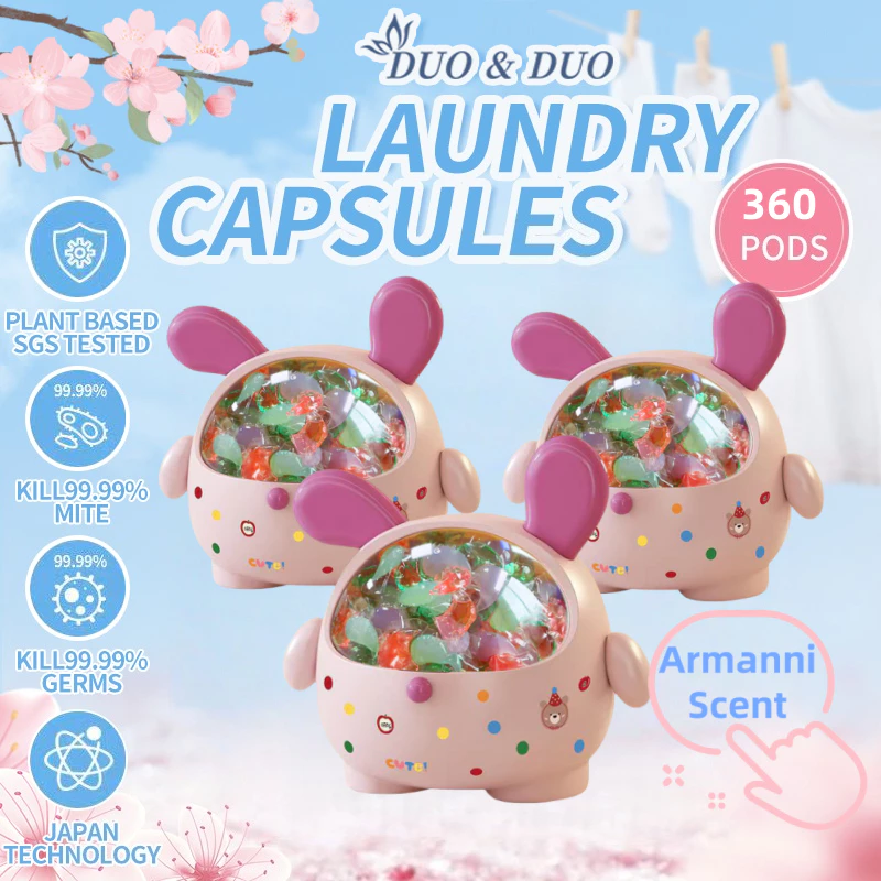 DuoDuo Plant Based Singapore SGS tested Bundle of 3Box 4 in 1 Laundry Capsules Armanni - 360 pods