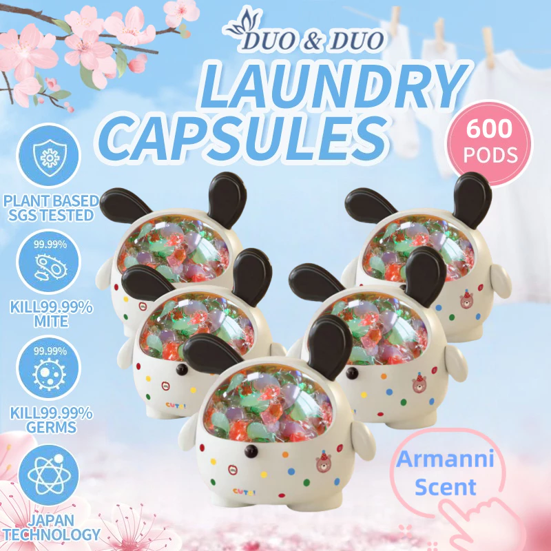DuoDuo Plant Based Singapore SGS tested Bundle of 5Box 4 in 1 Laundry Capsules Armanni - 600 pods