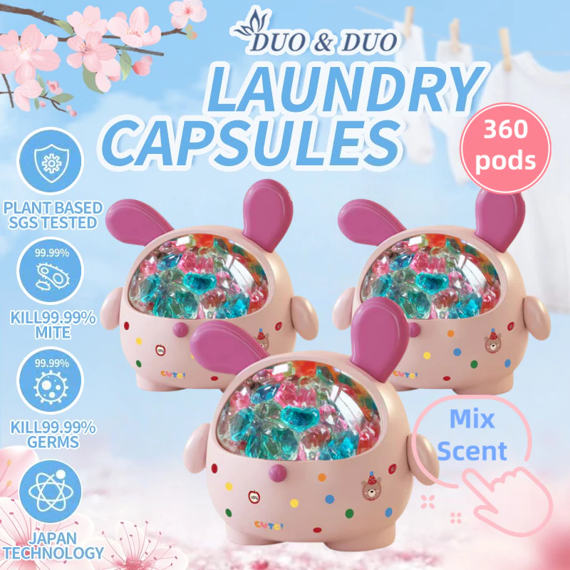 DuoDuo Plant Based Singapore SGS tested Bundle of 3Box 3 in 1 Laundry Capsules Mix Scent - 360 pods