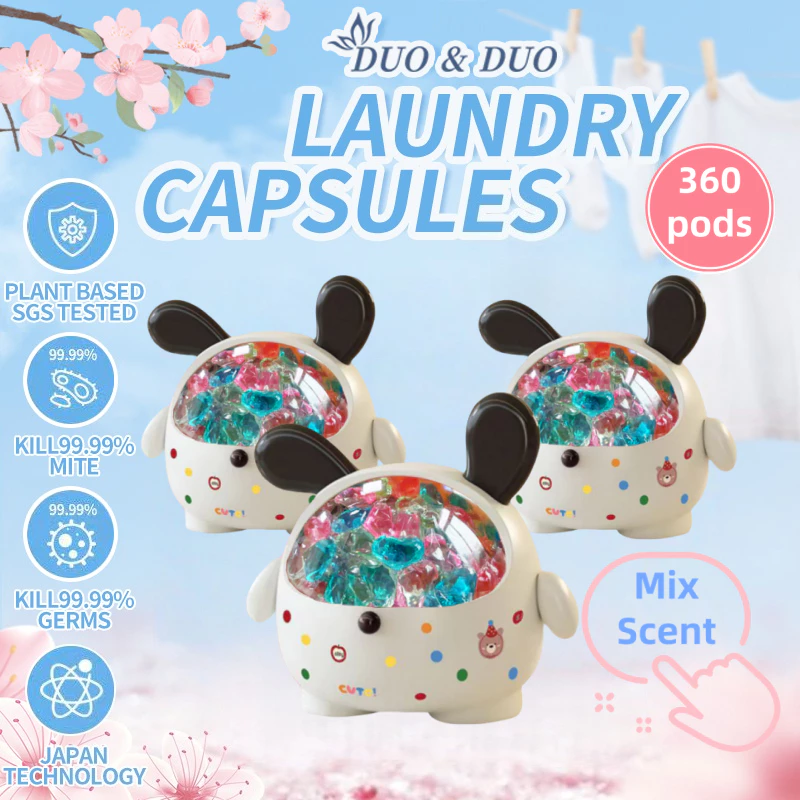 DuoDuo Plant Based Singapore SGS tested Bundle of 3Box 3 in 1 Laundry Capsules Mix Scent - 360 pods