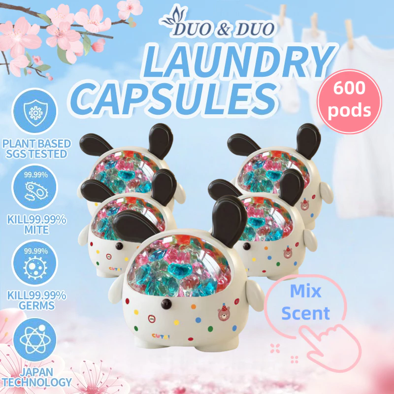 DuoDuo Plant Based Singapore SGS tested Bundle of 5Box 3 in 1 Laundry Capsules Mix Scent - 600 pods