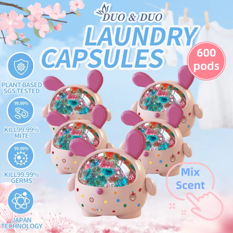 DuoDuo Plant Based Singapore SGS tested Bundle of 5Box 3 in 1 Laundry Capsules Mix Scent - 600 pods
