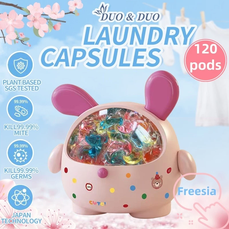 DuoDuo Plant Based Singapore SGS tested 3 in 1 Laundry Capsules Freesia Scent - 120 PODS